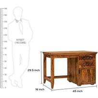 Wooden Study Desk With Chair Office Laptop Table 2 Drawers 1 Door For Home Office  Honey Finish brown