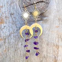 New Bohemia Fashion Crystal Earrings Birthstone Earrings Rose Quartz Moonstone Peridot Raw Crystal Black Tourmaline Wholesale ametistas