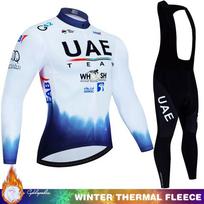 Thermal Underwear Men UAE Men's Cycling Outfit Set Bib Jersey Bicycle Jerseys Winter Pants Fleece Clothing Man Uniform Suit Mtb Asian size - 4XL black