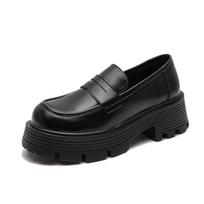 fashion Thick Soled Genuine Leather Lefu Shoes for Women 2024 New Autumn Retro Brown British Style Small Leather Shoes JK Single Shoes 34 juoda