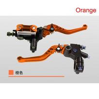 New 7/8  22mm Motorcycle Master Cylinder Levers Hydraulic Brake Pump Clutch Handles Handlebar Lever Reservoir Set oranžinė