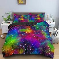 Antklodės užvalkalas Spalvingas žvaigždėtas patalynės komplektas Kosmoso antklodės užvalkalas Spausdintas dangaus šviesos lovatiesė vaikams 70x133cm 2pcs