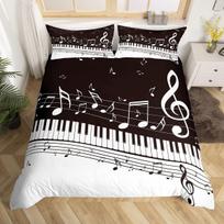 Muzika Piano Keys Antklodės užvalkalas King Queen Piano patalynės komplektas Modernus muzikos instrumentas Antklodės užvalkalas Juodai baltas užvalkalas EU Single(135x200cm)