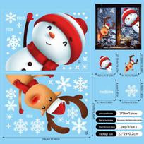Christmas Cross-border Static Stickers: Santa, Snowman & Elk Gift Pendant for Windows 21*29cm, 2 pieces