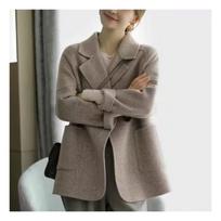 Herringbone coat women's autumn and winter new fashion high-end thickened casual thick high-end coat M gray