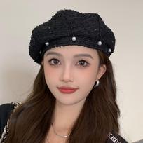 Xiaoxiangfeng Light Luxury Pearl Flower Line Beret Children's Autumn Winter Western Style Age Reducing Painter Versatile Bud Hat juoda