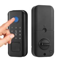 „Smart Lock“ jutiklinis ekranas „WiFi TY APP“ pirštų atspaudų slaptažodis RFID kortelės mechaninis raktas 5 atrakinimas juoda