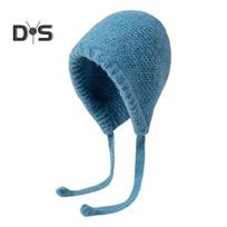 Moterų kepurė Rudens Žiemos Kepuraitė Šilta Japoniška Megzta Kepurė Pūkuota Kepurė Vėjui Atspari Stora Ausų Apsauga Kaklaraištis Megztinis Gorro Bonnet mėlyna