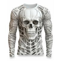 Halloween Horror Skull Skeleton 3D Print T-Shirts Men Woman Fashion Long Sleeve T Shirt Harajuku Pullovers Tees Top Kid Clothing S gray