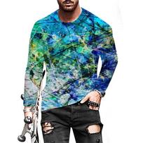 Rudens kasdieniai gaivūs raudonos rožės 3D skaitmeninio spausdinimo marškinėliai. Laisvalaikio O kaklo ilgomis rankovėmis vyriški marškinėliai. 6XL black