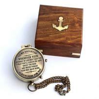 To My Daughter Graduation Day Birthday Gifts Replica of   brass Camping Compass Engraved with Wooden Case Home décor pocket working