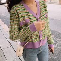 GMXIA Sweater Women's Autumn Loose Slouchy Style Sub Short Top Knitted Jacket One size violetinė