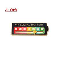 Funny Mood Pin Funny Enamel Pin - My Social Battery Lapel Pin Move To The Mood Functional  Brooch