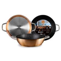 IBILI Natura Copper - Poêle Profonde Antiadhésive avec 2 Anses (28 cm) - Aluminium - Cuivre