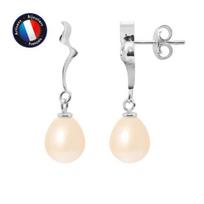 Boucles d'Oreilles - PERLINEA - Ruban - Perles de Culture 8-9 mm - Or Blanc - Femme rožinė