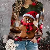 3D Cute Gingerbread Man Printed Christmas Women's Long Sleeve Top Suitable For Autumn And Winter High Quality Comfortable Hoodie S