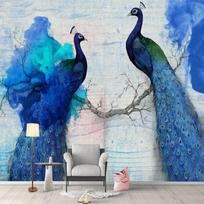 3D mėlyno povas fototapetas, Europos stiliaus svetainės, TV, sofos foninės sienos tapetai, 3D namų dekoras 200 cm(W) x 140 cm(H) blue