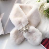 Pearl Scarf Lazy Rabbit Autumn And Winter Korean Version Thickened Warm Plush Scarf Girl Versatile Cross Scarf