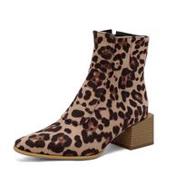 Rankų darbo juodi mėlyni kvadratiniai stambūs aukštakulniai aulinukai su leopardo raštu, užtrauktukais šonuose, gyvatės raštu, dizainerių sukurti moteriški aulinukai iki kulkšnies, 49 6 black