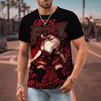 Juokingi Kalėdiniai Marškinėliai Vyrams 3d Hip-Hop Santa Claus Spausdinti Vyriški Viršūnės Mada Laisvalaikio Trumpomis Rankovėmis Gatvės Dizainerio Džemperis 5XL black