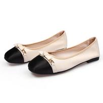 2024 Spring Summer Fashion Shoes Women Ballet Flats Round Toe Soft Flat Plus Size 42 Black Beige 35 smėlis
