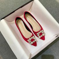 2024 Spring Summer Women Ballet Flats Elegant Ladies Pointed Toe Fashion Flat Shoes Soft Comfortable Big Size 42 Black Red 35 raudona