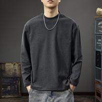 Autumn And Winter German Velvet Warm Inner Bottoming Shirt Men'S American Casual Solid Color Autumn Loose Crew Neck Sweater M