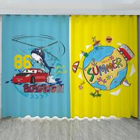 Toy Themed Pattern High Shading Curtains for Boys Men Adults Beautiful Scenery Living Room Bedroom Kitchen Thick Blackout Drape W55 X H120cm X 2&HOOK