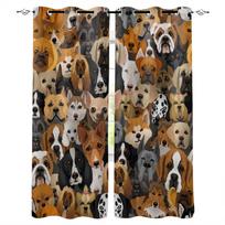 Dog Pug Cartoon Blackout Curtains for Children Kids Home Decor Bedroom Living Room High Shading Window Curtains W135 x H60cm