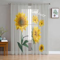 Saulėgrąžų Modernios Užuolaidos Svetainei Skaidrios Tiulio Užuolaidos Langui Skaidrios Miegamojo Aksesuarai Dekoras W135 x H114cm