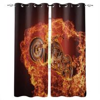 Red Flame Wheel Motorcycle Art Retro Blackout Curtains For Living Room Bedroom Window Treatment Blinds Drapes Kitchen Curtains W135 x H60cm