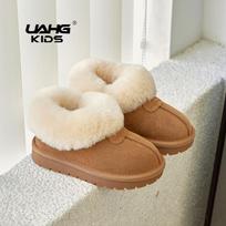 Girls low-top snow boots children's snow cotton anti-fur lamb wool mouth piled thickened baby cotton shoes side zipper 22 kupranugaris