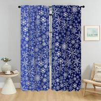 Blackout Curtains for Living Room Cartoon Snowflake Window Curtain for Room 2 Panel Halloween Decoration Partition Shades Camera W50xH70cmx2pcs