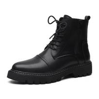 Fashion 2024 Business Office Ankle Boot Men Casual Men's Shoes Lace Up Fashion Genuine Leather Autumn Outdoor Thick Soled Leather Boots 38 juoda