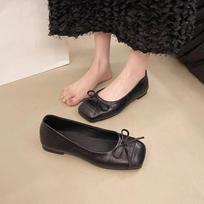 2024 Spring Summer Female Shallow Ladies Ballet Flats Shoes Fashion Butterfly-Knot Footwear Women Flats Slides Shoes 35 juoda