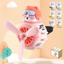 Cute Animal Car Air Freshener with Rotating Propeller - 6 Fragrance Refills INCLUDED (2+4 FREE Extra Refills) rožinė