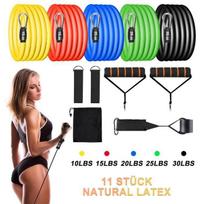Pasipriešinimo juostos - 11 vnt. - Latekso elastinės juostos - Pridedami priedai - Fitnesas ir joga