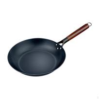 Flat Bottom Wok Pan Cookware with Wooden Handle Cooking Iron Non-Stick for Gas 33cm
