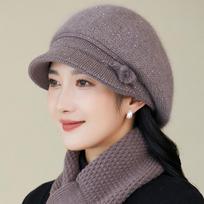 Moteriška žieminė megzta kepurė su kepurėle, nerta Baker kepurė, lengva, elastinga, plaunama tik rankomis, unisex lauko galvos apdangalai gray
