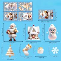 4 vnt./rinkinys Kalėdiniai langų lipdukai Kalėdų eglutė Namelis Sniego senis Stiklo lipdukas Linksmų Kalėdų dekoracija Namams Navidad white