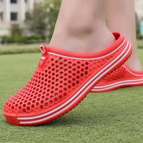 Fashion DUDELI Comfortable Men Pool Sandals Summer Outdoor Beach Shoes men Slip On Garden Clogs Casual Water Shower Slippers Unisex 5 red
