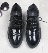 Fashion Carve patterns sewing japanned leather women oxford bullocks autumn new arrivals working shoes flats lace up brogues woman shoes 5