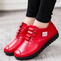 Fashion luxury Women Pu Leather Shoes Women's Ballet Flat Shoes Red Black Sneakers Ladies Female Footwear Casual Walking Shoes Autumn 36 raudona