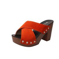 Fashion summer New Casual Fishbill Shoes Rivet Cross Tie Heel Sandals fashion Open Toe Slippers Waterproof Platform Roman shoes 35 oranžinė