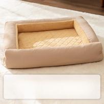 Winter Thickened and Warm Dog Kennel Small Dog Bed with Quilt  Four-season Universal Cat Kennel  Dog Mat Cat Bed  Pet Kennel L  65*50*14cm beige