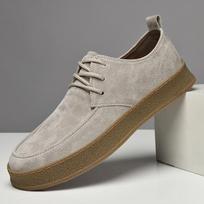 Fashion New Men's Spring Classic Lace Up Sand/Camel Cow Suede Board Shoes Casual Shoes Men's Outdoor Comfort Breathable Soft Flat Shoes 38 smėlis