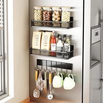 Shelf Spice Rack Magnetic Kitchen Organizer Removable Powerful Magnetic Shelf No Drilling Needed for Holding Jars Refrigerator juoda