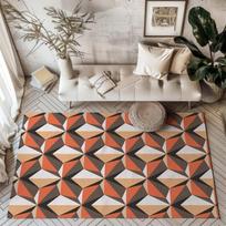Geometric 3D Illusion Area Rug Modern Orange and Brown Cube Pattern Abstract Modern Geometric Illusion Area Rug Bathroom Doormat 40X60cm-16x24in