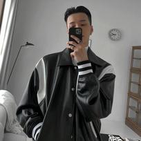 Leather Jacket Men's Baseball Uniform Spring New Trend Jacket Korean Style Loose Casual Top 2XL juoda