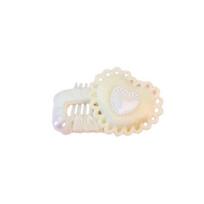 Pet Hairpin Cute 3D Heart Dog Hair Clip with Faux Pearl Long Hair Cat Macrame Heart Headdress for Small Pets Accessories smėlis